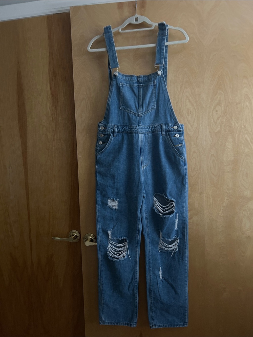 Shein Distressed Denim Overalls - Women's Jeans Sz. M